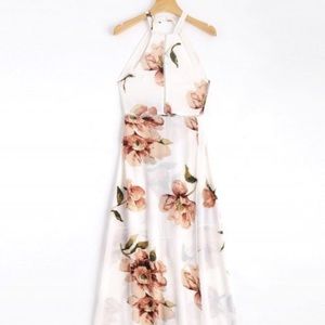 NWT Bowknot Floral Cut-Out Maxi Dress